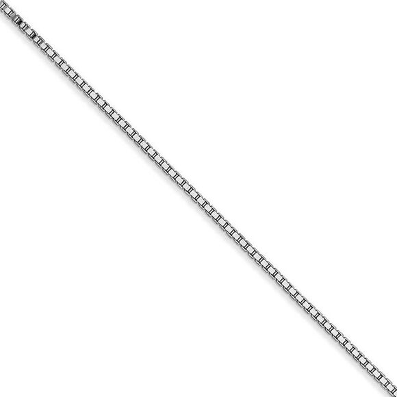1.1mm 10k White Gold Solid Box Chain Necklace, 30 Inch